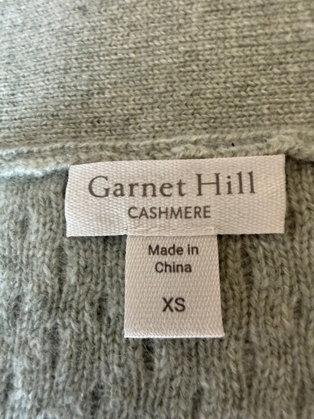 Garnet Hill Sage Green cashmere Textured Button-Front Cardigan - Picture 2 of 5